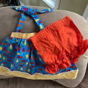 Ricrac & Ruffles Girl’s Halter and Ruffle Shorts
